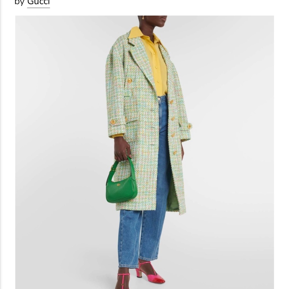 Gucci Pastel Tweed Coat with Yellow Accents